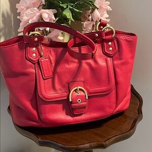 EUC Vintage Coach Campbell Belle red leather shoulder bag.